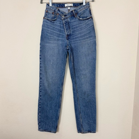 Abercrombie & Fitch Curve Love The Dad High Rise Jean Button Fly Crossover Waist - Picture 2 of 13